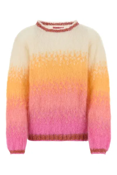 Rose Carmine Multicolor Mohair Blend Sweater In Multi