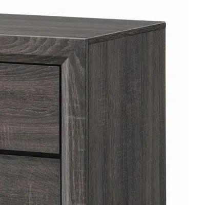 Furnizzeme Wooden Nightstand With 2 Drawers And Chamfered Legs, Gray And Black