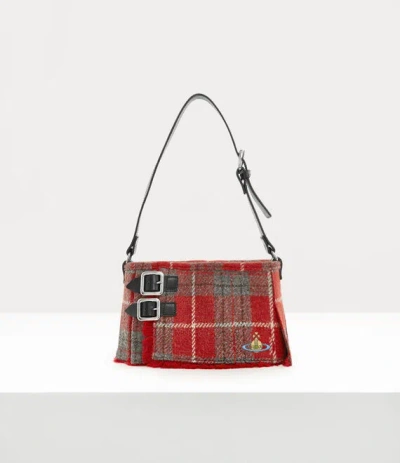Vivienne Westwood Heather Kilt Bag Harris Tweed Tartan Red In Red