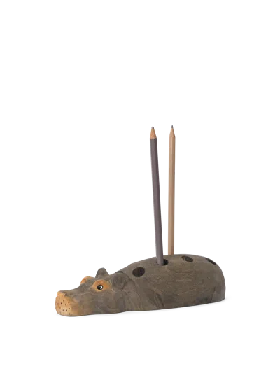 Ferm Living Hippo Hand-carved Pencil Holder