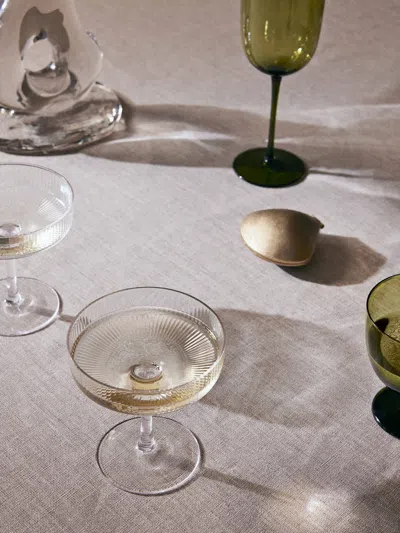 Ferm Living Ripple Straight-sided Glass Champagne Saucers Set Of Two