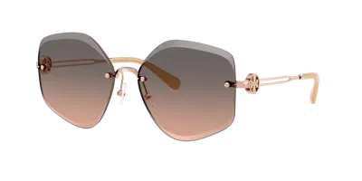 Tory Burch Geometric-frame Sunglasses In Light Brown Gradient Grey
