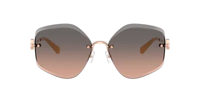 Tory Burch Geometric-frame Sunglasses In Light Brown Gradient Grey