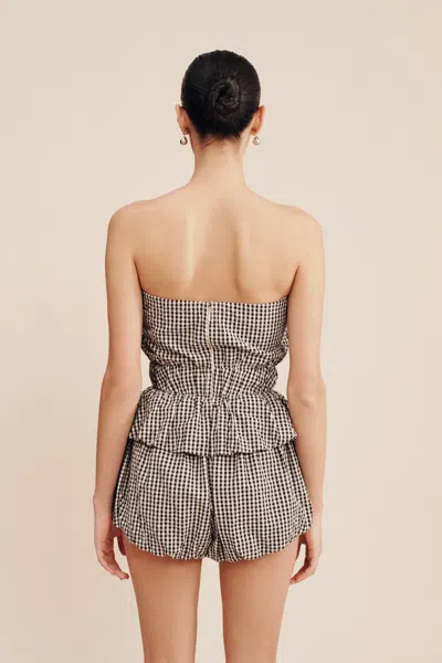The Posse Aurelia Strapless Top In Gingham