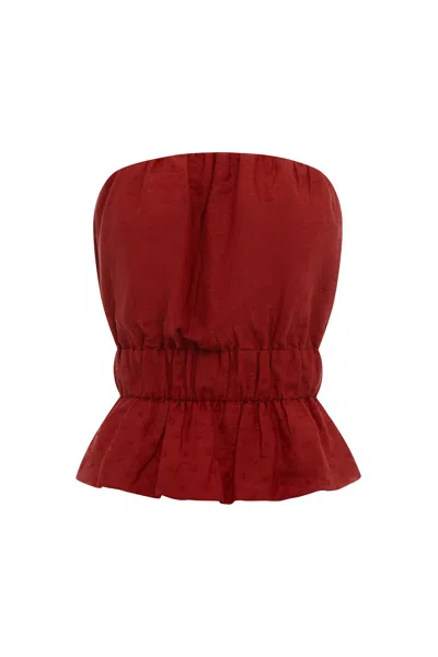 Shop The Posse Aurelia Strapless Top In Merlot