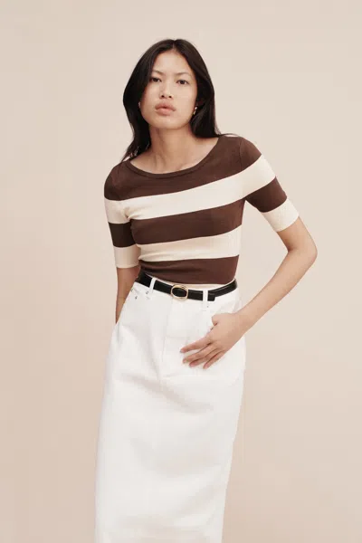 The Posse Theo Top In Chocolate Stripe