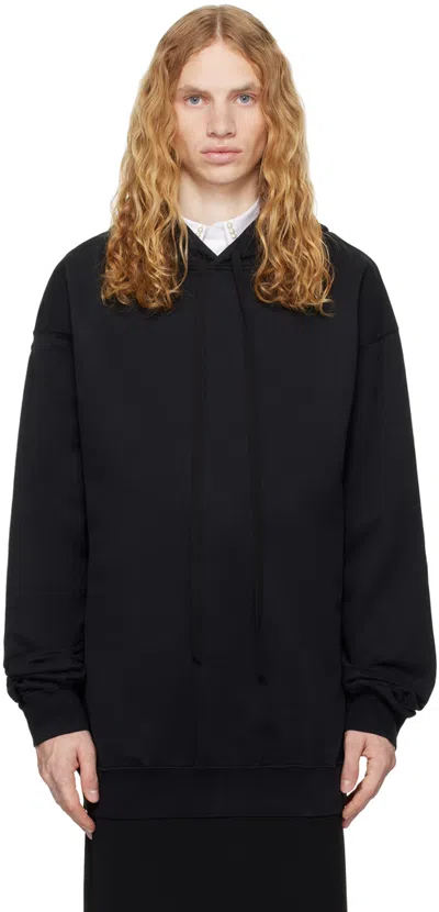 Shop Ann Demeulemeester Black Ollie Printed High-comfort Hoodie In Black + White