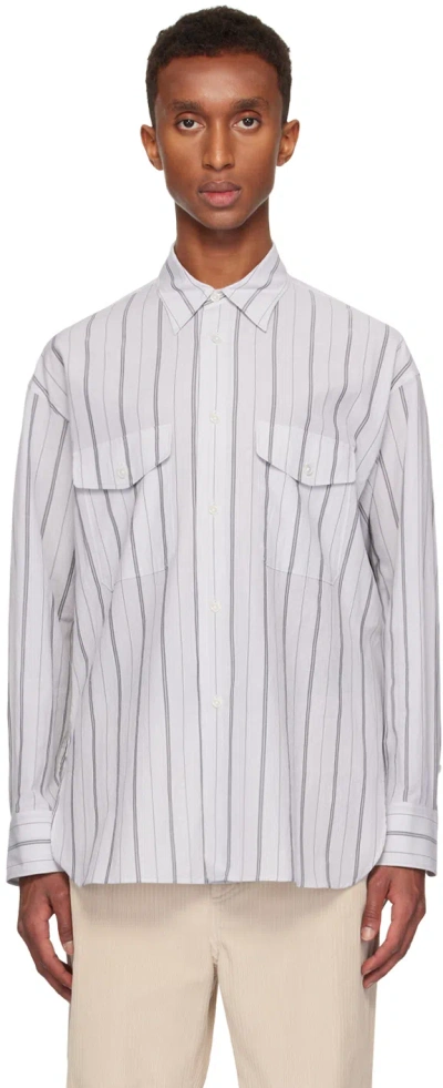 Ylève Gray Lawn Shirt In 031 Stripe