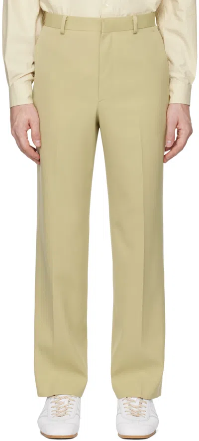 Shop Auralee Khaki Light Wool Max Gabardine Trousers In Light Khaki