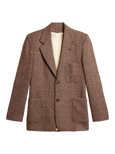 Golden Goose Houndstooth Check Blazer Jacket In Brown