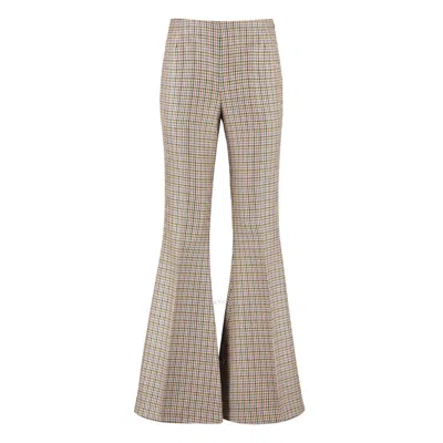Stella Mccartney Houndstooth-pattern Flared Trousers In Brown