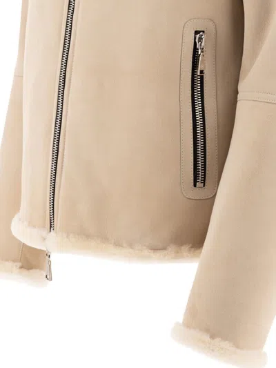 Shop Tagliatore "harry" Shearling Jacket In Beige