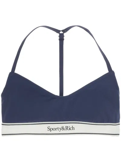 Sporty And Rich Stretch-nylon Sports Bra Top In 蓝色