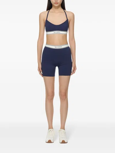 Sporty And Rich Stretch-nylon Sports Bra Top In 蓝色