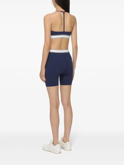 Sporty And Rich Stretch-nylon Sports Bra Top In 蓝色