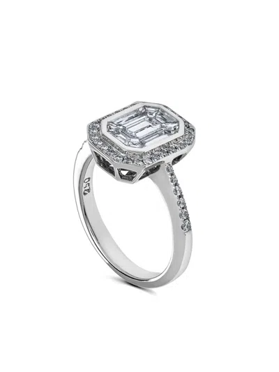 Jewels Aficionado 18kt White Gold Diamond Halo Ring In 银色
