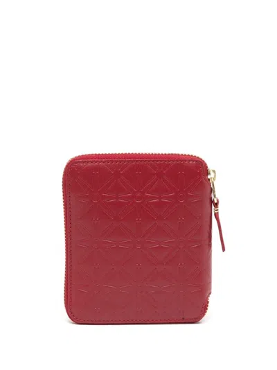 Comme Des Garçons Logo-embossed Leather Wallet In 红色