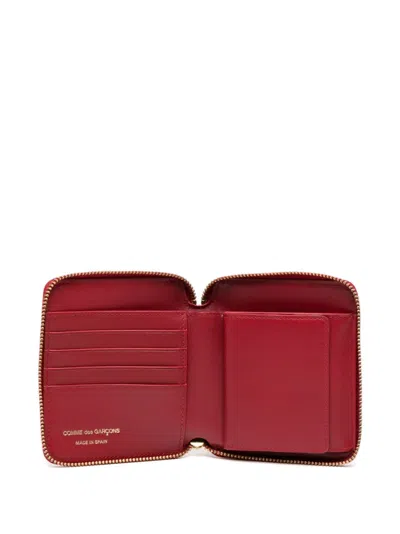 Comme Des Garçons Logo-embossed Leather Wallet In 红色