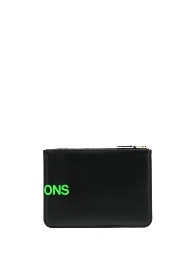 Comme Des Garçons Logo-print Leather Wallet In 黑色