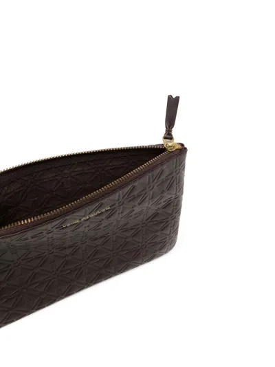 Comme Des Garçons Logo-stamp Embossed Leather Wallet In 褐色