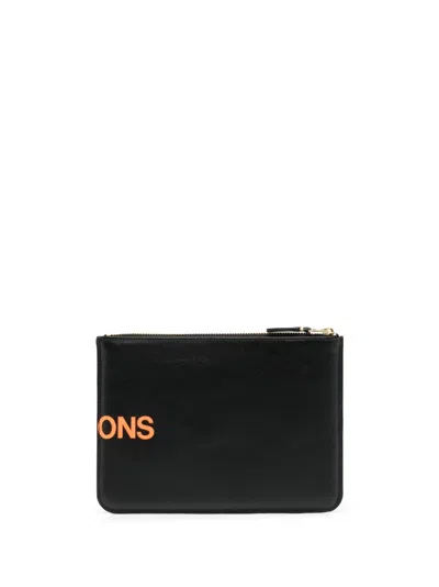 Comme Des Garçons Logo-print Leather Wallet In 黑色