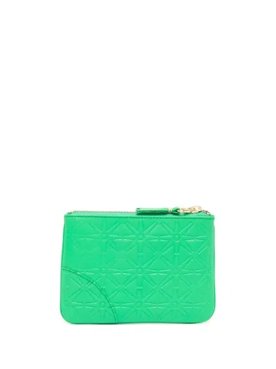 Shop Comme Des Garçons Small Embossed Pattern Leather Wallet In 绿色