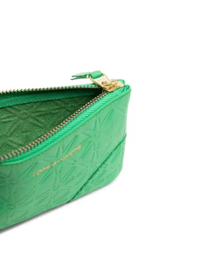 Comme Des Garçons Small Embossed Pattern Leather Wallet In 绿色