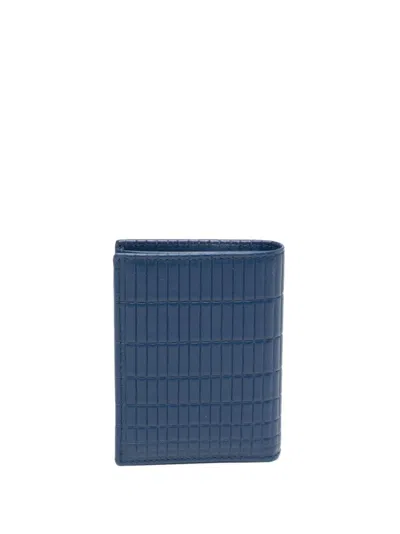 Comme Des Garçons Embossed-brick Bi-fold Wallet In 蓝色