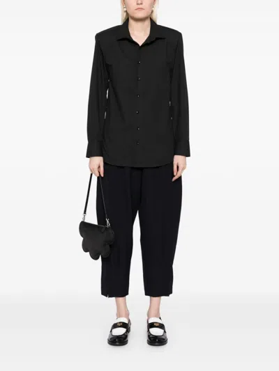 Comme Des Garçons High-waist Cropped Trousers In 黑色
