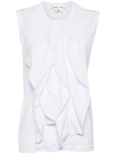 Shop Comme Des Garçons Ruffle Vest In 白色