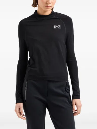 Ea7 Logo-patch Top In Black