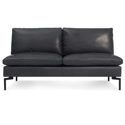 Blu Dot The New Standard Armless Sofa In Granite Leather/black