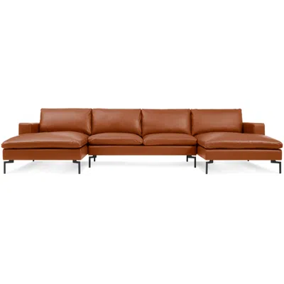 Blu Dot New Standard U-shaped Sectional Sofa In Toffee Leather/black