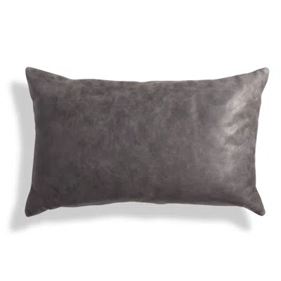 Blu Dot Signal Leather 20" X 13" Lumbar Pillow In Slate Leather