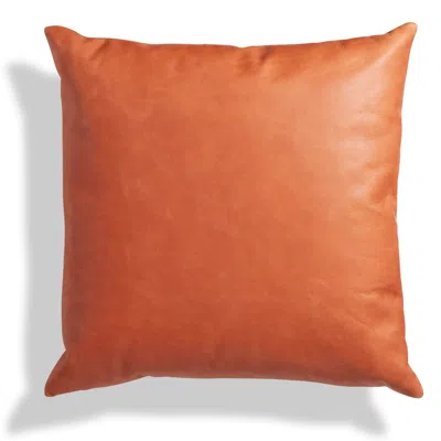 Blu Dot Signal Leather 20" Square Pillow In Terracotta Leather