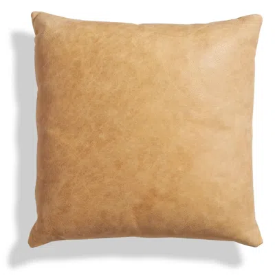 Blu Dot Signal Leather 20" Square Pillow In Camel Leather