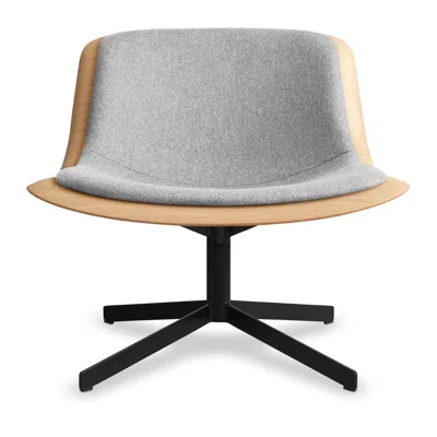 Blu Dot Nonesuch Upholstered Swivel Lounge Chair In White Oak/vesper Light Grey