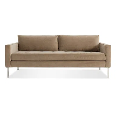 Blu Dot Paramount Medium Velvet Sofa In Otter Velvet/stainless Steel