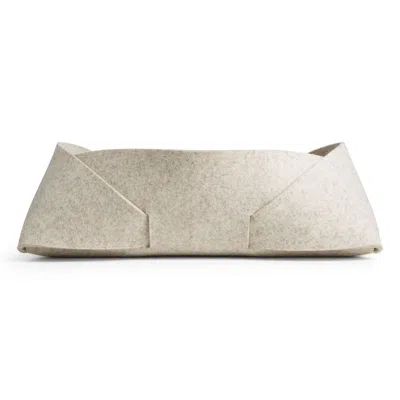 Blu Dot Double Tuck Large Felt Basket In Heathered Off White