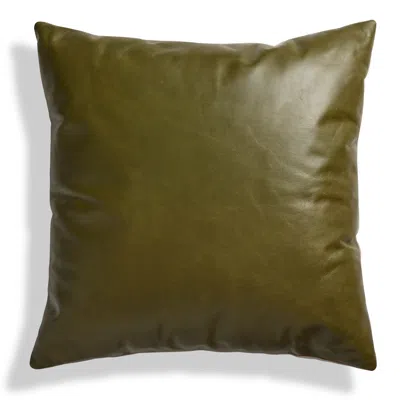Blu Dot Signal Leather 20" Square Pillow In Loden Green Leather