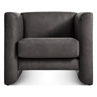 Blu Dot Double Down Lounge Chair In Slate Leather
