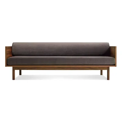 Blu Dot Souvenir Velvet Sofa In Storm Velvet/walnut