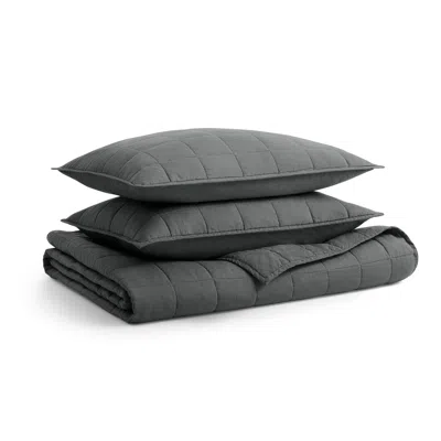 Blu Dot Ester Linen Quilt Set In Charcoal