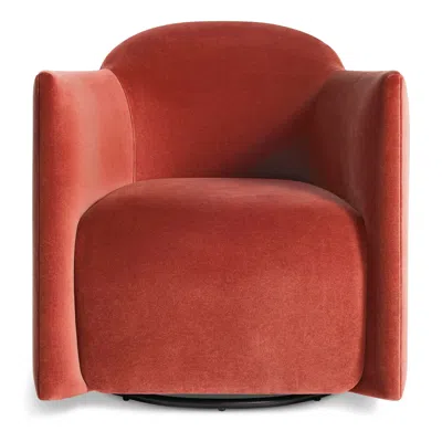 Blu Dot About Face Swivel Lounge Chair In Tomato Velvet