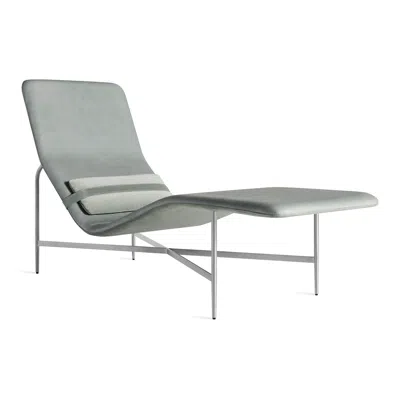 Blu Dot Deep Thoughts Chaise In Breezy Blue Leather