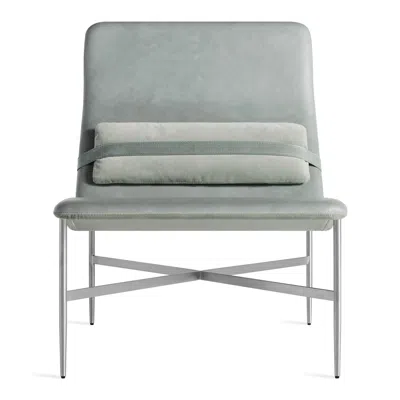 Blu Dot Deep Thoughts Lounge Chair In Breezy Blue Leather