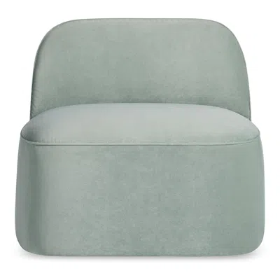 Blu Dot Looksee Swivel Lounge Chair In Breezy Blue Velvet