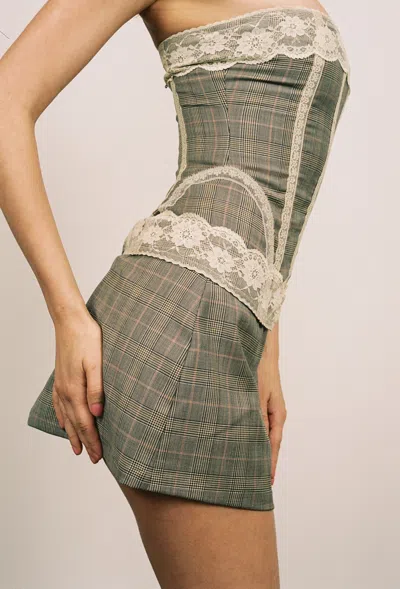 Fw24 Micro Mini Skirt In Brown Check