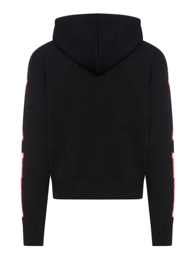 Amiri Black Cardigan With Bones Motif And Logo In Negro