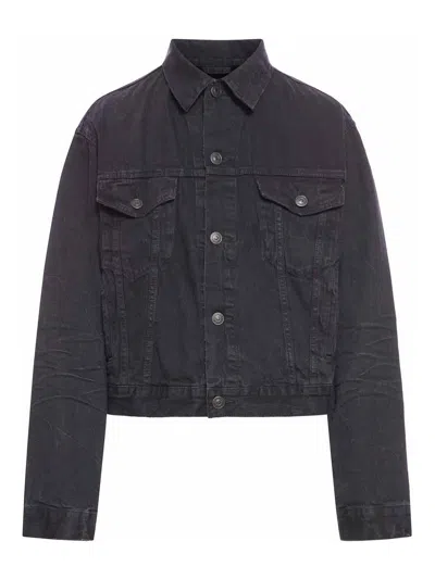 Balenciaga Denim Jacket With Chest And Lateral Pockets In Negro